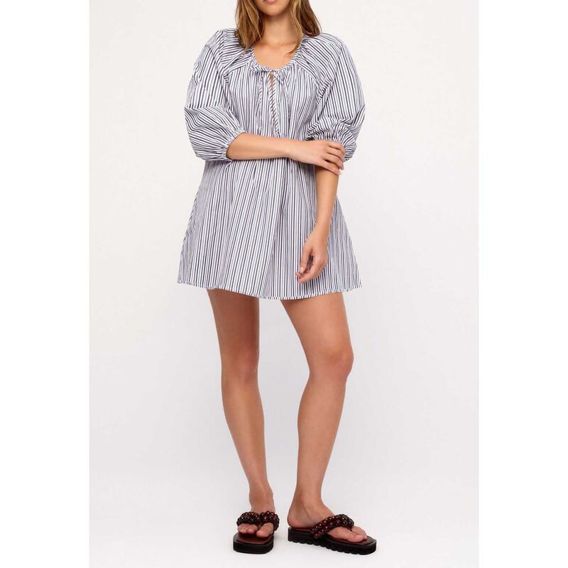 Zulu & Zephyr Blue Pin Stripe Poplin Mini Dress image number 3